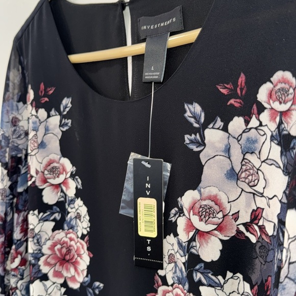 Investments size Large long sleeve blouse with sheer sleeves NWT - Picture 4 of 7